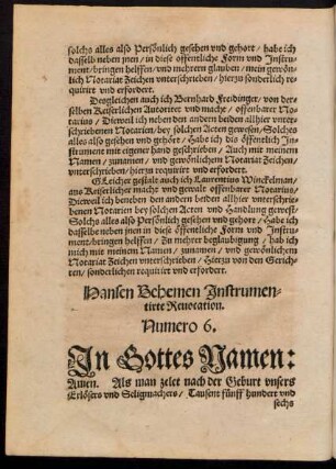 Hansen Behemen Instrumentirte Revocation. Numero 6.