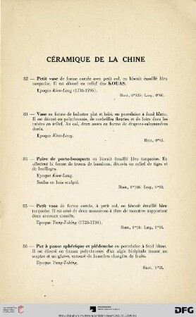 Cèramique De La Chine (Nr. 1-104)
