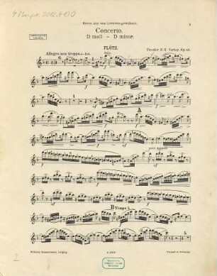 Concert D moll für Flöte mit Orchester- oder Klavierbegleitung : Op. 43 ; für Flöte mit Klavierbegleitung