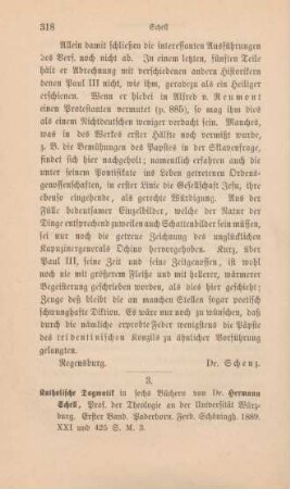 318-330 [Rezension] Schell, Herman, Katholische Dogmatik