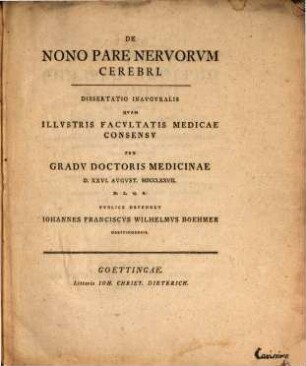 De Nono Pare Nervorvm Cerebri : Dissertatio Inavgvralis