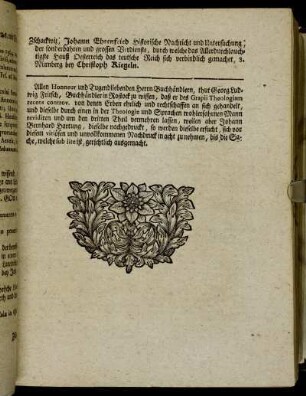 Allen Honneur und Tugendliebenden Herrn Buchhändlern,[...]