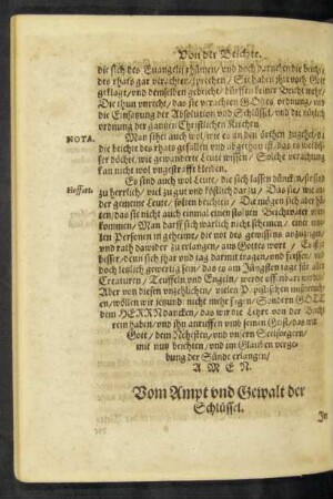 Vom Ampt und Gewalt der Schlüssel.