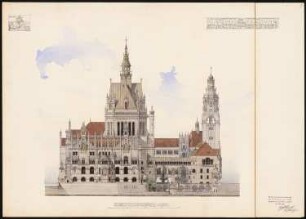 Stadthaus Schinkelwettbewerb 1898: Ansicht von S 1:200