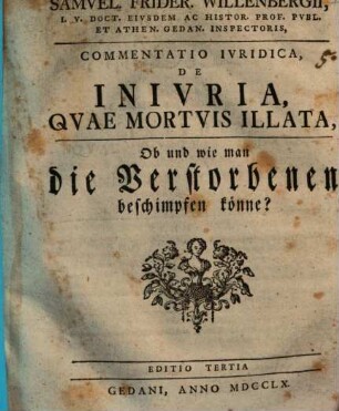 Commentatio iuridica de iniuria, quae mortuis illata