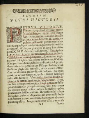 Elogium Petri Victorii.