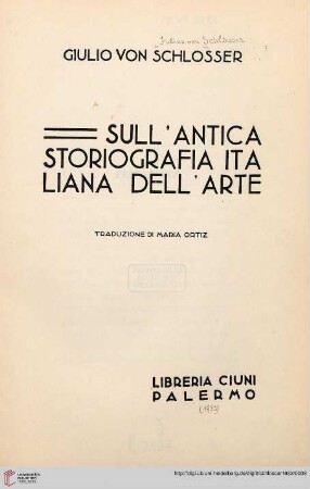 Sull'antica storiografia italiana dell'arte