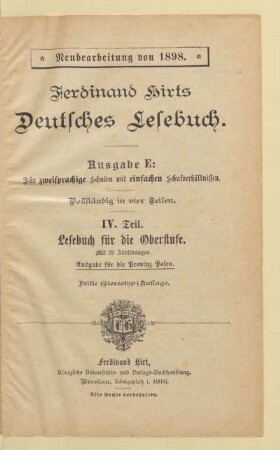 Teil 4, [Schülerband]: Lesebuch für die Oberstufe : vollständig in vier Teilen