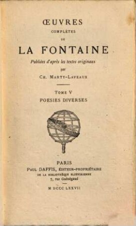 Oeuvres complètes de La Fontaine, 5. Poesies diverses
