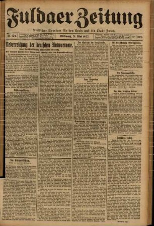 Ausgabe vom Mittwoch, den 31. Mai 1922.