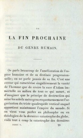 De la fin prochaine du genre humain