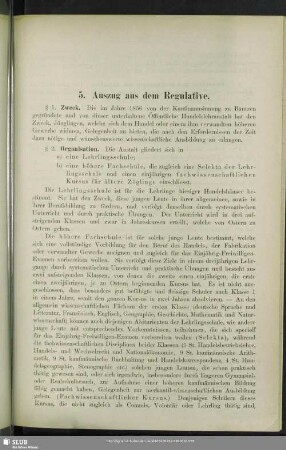 5. Auszug aus dem Regulative