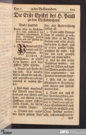 Die Erste Epistel des H. Pauli zu den Thessalonichern.