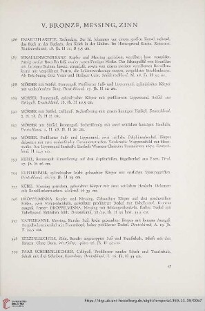 V. Bronze, Messing, Zinn (Nr. 586 - 636)