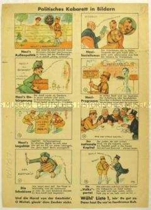 Illustriertes Flugblatt der SPD gegen die NSDAP und Aufruf zur preußischen Landtagswahl 1932