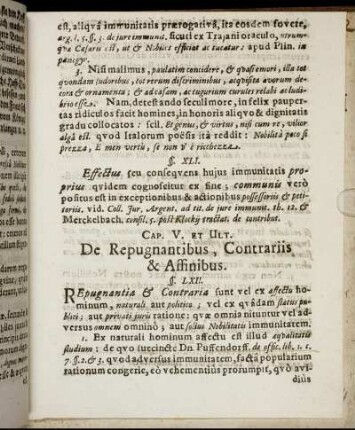 Cap V. Et Ult. De Repugnantibus, Contrariis & Affinibus.