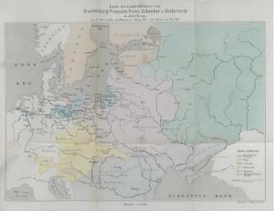 Karte des Länderbesitzes von Brandenburg-Preussen, Polen, Schweden u. Oesterreich in Mittel-Europa.