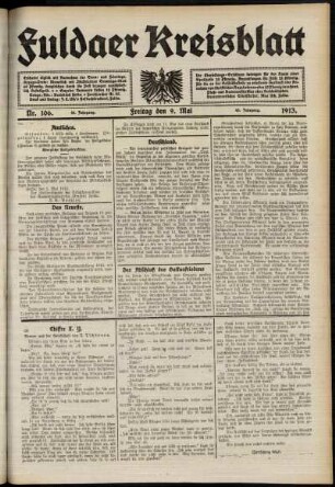 Ausgabe vom Freitag, den 09. Mai 1913.