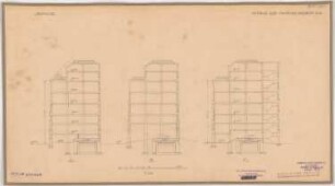 Fabrik Sigmund Goeritz AG, Chemnitz: Generalprojekt vom 7.2.1925, Schnitte A, B, C 1:200
