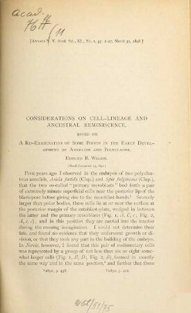 Annals of the New York Academy of Sciences. 11. 1898