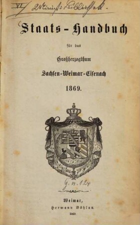 Staatshandbuch für das Großherzogtum Sachsen. 1869, 1869