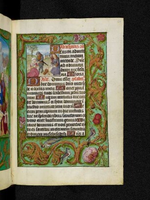 Vollbordürenseite mit Streumusterbordüre und Textanfangsminiatur: Bethlehemitischer Kindermord
