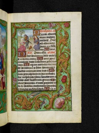 Vollbordürenseite mit Streumusterbordüre und Textanfangsminiatur: Bethlehemitischer Kindermord