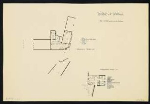Tennishalle mit Klubräumen, Argentinische Allee, Berlin-Zehlendorf: Kellergrundriss 1:200, Küchengrundriss 1:100