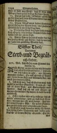 Eilffter Theil, Darinnen Sterb- und Begräbniß-Lieder.