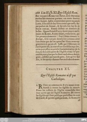 Chapitre XI. Que l'Eglise Romaine n'est pas Catholique.