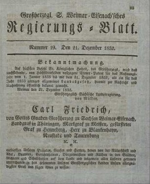 Nr. 19 : 21. Dezember 1832