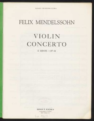 Violin Concerto : E minor : op. 64