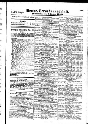 848.Ausgabe. Mittwoch, 5. Januar 1916