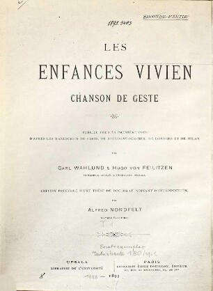 Les Enfances Vivien : chanson de geste, [1]