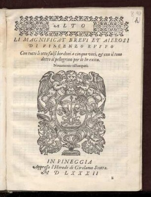 Vincenzo Ruffo: Li magnificat brevi et aierosi ... a cinque voci ... Alto