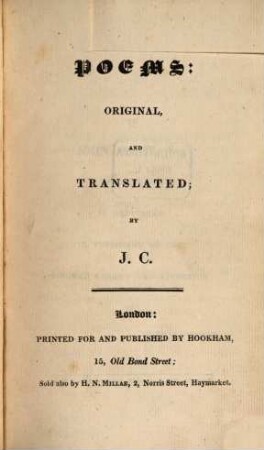 Poems, original and translated by J. C.