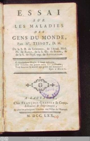 Essai Sur Les Maladies Des Gens Du Monde