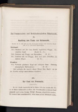 Zur Pommerschen und Mecklenburgischen Münzkunde