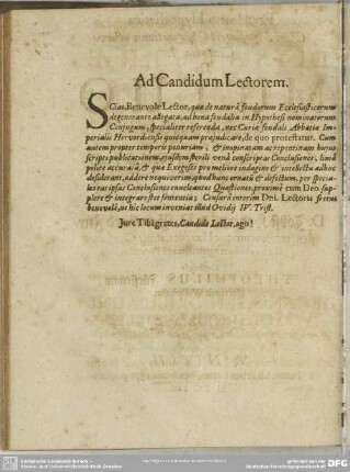 Ad Candidum Lectorem