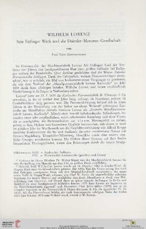 Wilhelm Lorenz : sein Ettlinger Werk und die Daimler-Motoren-Gesellschaft