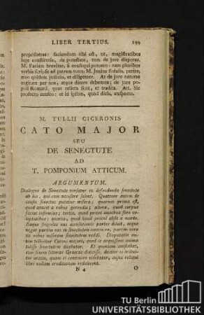 M. Tullii Ciceronis Cato Major Seu De Senectute Ad T. Pomponium Atticum