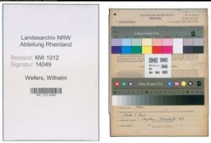 Entnazifizierung Wilhelm Wefers , geb. 25.01.1895 (Metzgermeister)