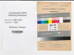 Entnazifizierung Herbert Karthaus , geb. 16.11.1912 (Physiker)