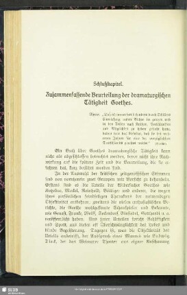 Schlußkapitel. Zusammenfassende Beurteilung der dramaturgischen Tätigkeit Goethes