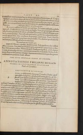 Annotationes Philippi Melanthonis In Posteriorem Epistolam Pauli ad Corinthios.