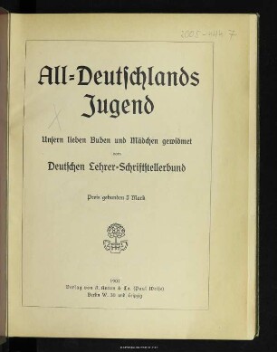 All-Deutschlands Jugend : unsern lieben Buben und Mädchen gewidmet