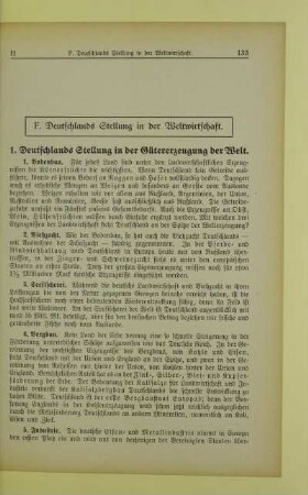 F. Deutschlands Stellung in der Weltwirtschaft