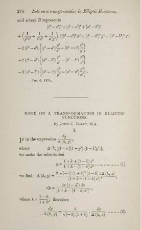 Note on a transformation in elliptic functions.