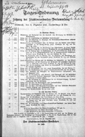 Tages-Ordnung, 21. Dezember 1898