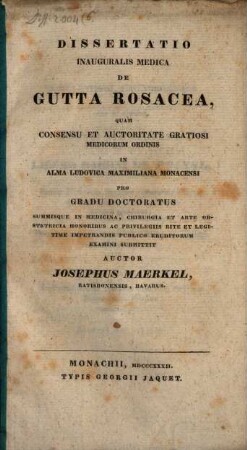 Diss. inaug. med. de gutta rosacea